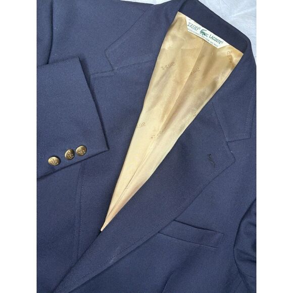 Lacoste Other - IZOD Lacoste Vintage Blue Single Breasted Two Gold‎ Buttons Blazer 42R USA Made
